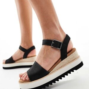 TOMS Diana Black Platform Sandals Sz 6.5 good condition